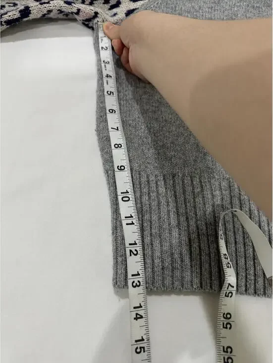 Madewell Gray Tensley Leopard Print Balloon Sleeve Pullover Sweater- Size Small - Picture 9 of 9